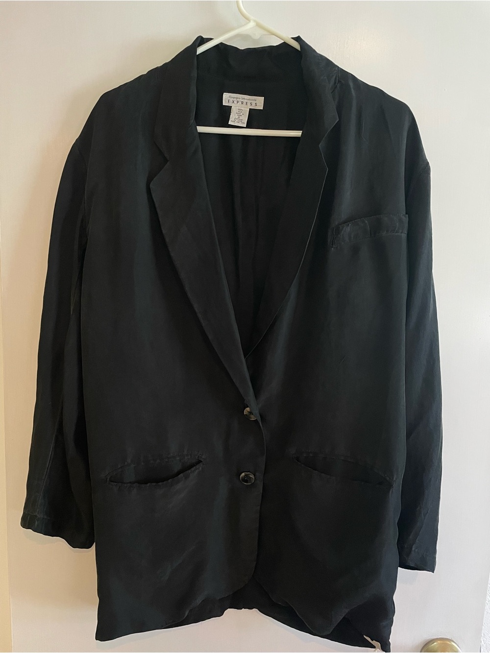 Express Black Women's Silk Draped Single-Breasted Blazer
